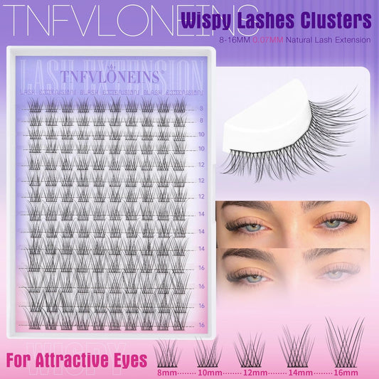 Lash Clusters Kit Natural Eyelash Extension Kit Wispy Lash Extension Kit Soft Cluster Eyelash Extensions Individual Lashes Kit DIY Eyelash Clusters Kit with Bond and Seal and Tweezers