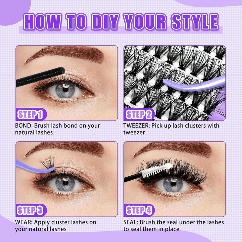 Lash Extension Kit DIY 280Pcs Lash Clusters Eyelash Extension Kit, 9-16Mm 30D 40D Individual Lashes Kit with Lash Bond and Seal, Lash Tweezers