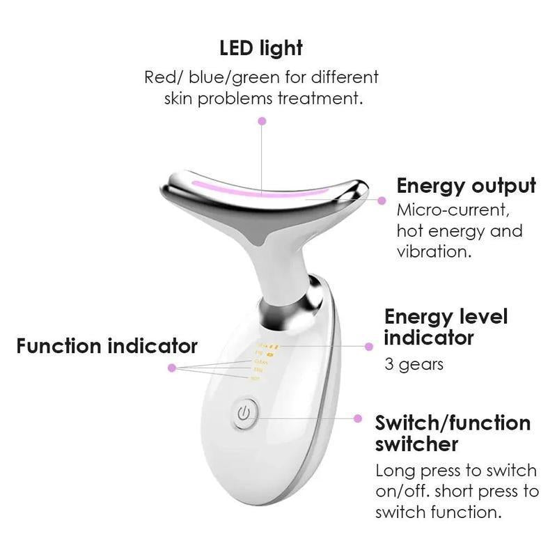 7 Color LED Face Massager, Neck Skin Lifting Machine, 1 Count Face Neck Beauty Instrument, Face Neck Lines Smoothing Tool, Christmas, Birthday Gift, Thanksgiving Gift