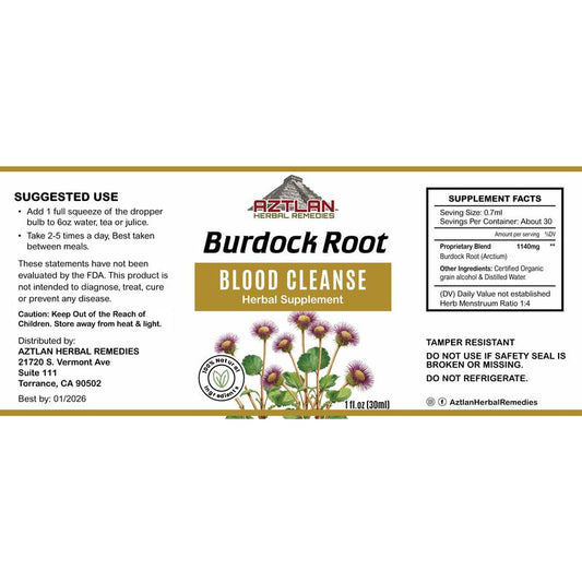 Burdock Root Tincture 1Oz - Natural Herbal Treatment for Skin Care and Wellness