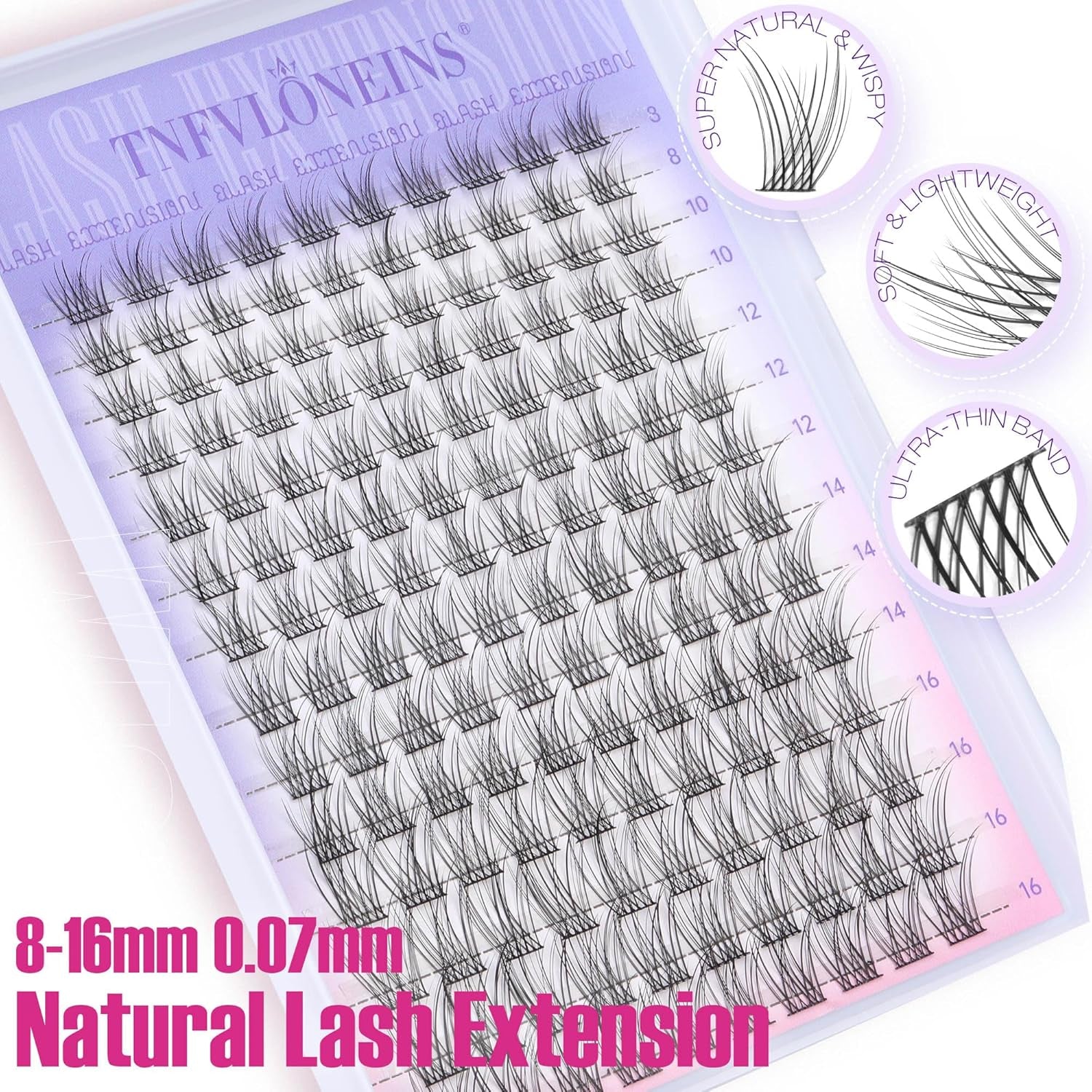 Lash Clusters Kit Natural Eyelash Extension Kit Wispy Lash Extension Kit Soft Cluster Eyelash Extensions Individual Lashes Kit DIY Eyelash Clusters Kit with Bond and Seal and Tweezers