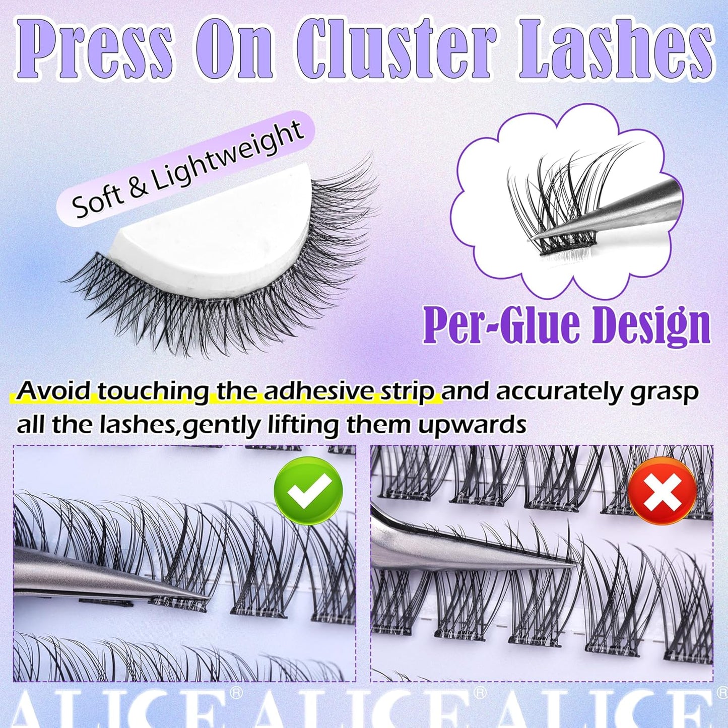 Self Adhesive Eyelashes Reusable Natural Self Adhesive Lash Clusters Wispy Press on Lashes Pre-Glue 8-12Mm 120Pcs C Curl DIY Eyelash Extensions Kit No Glue Needed by