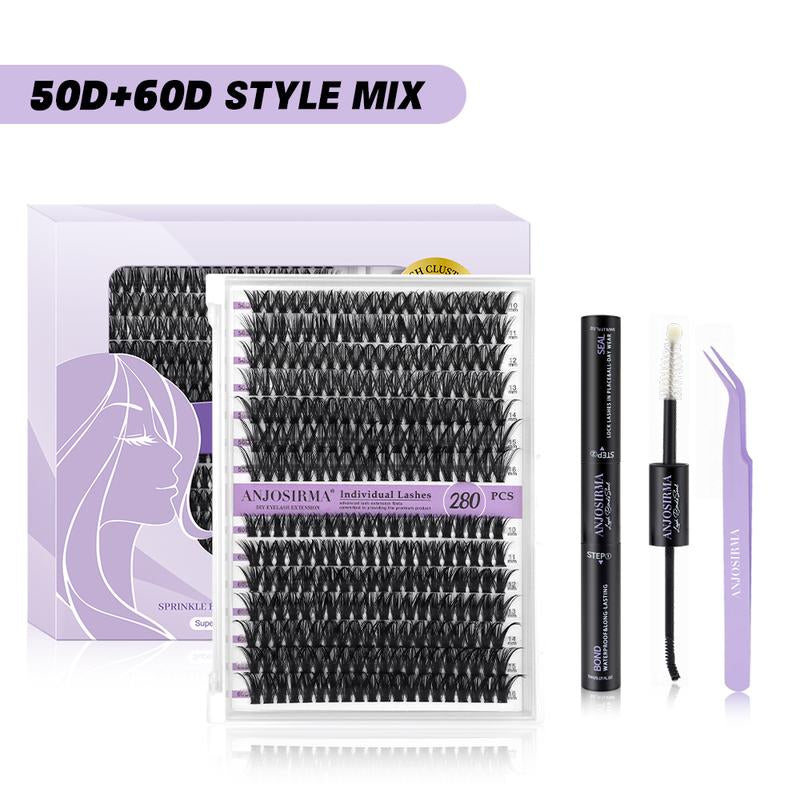 Lash Extension Kit DIY 280Pcs Lash Clusters Eyelash Extension Kit, 9-16Mm 30D 40D Individual Lashes Kit with Lash Bond and Seal, Lash Tweezers