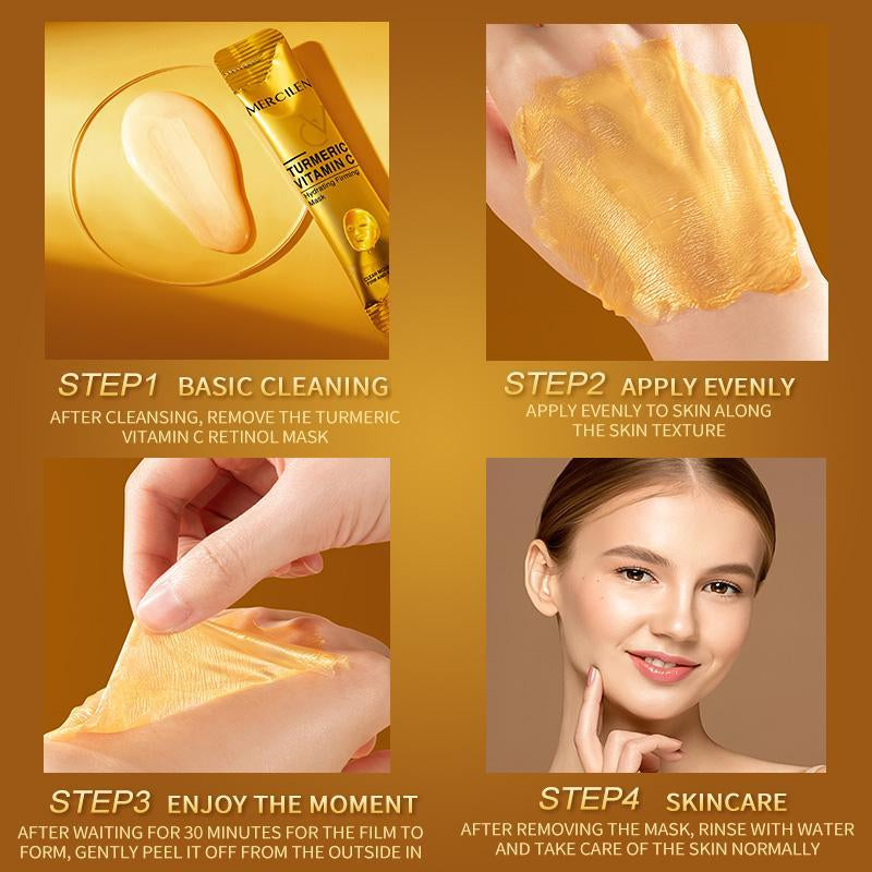 Turmeric Vitamin C Retinol Moisturizing Face Mask, 3 Boxes(30Pcs) Deep Cleansing Face Masks, Hydrating and Firming Facial Mask Suitable for All Skin Types