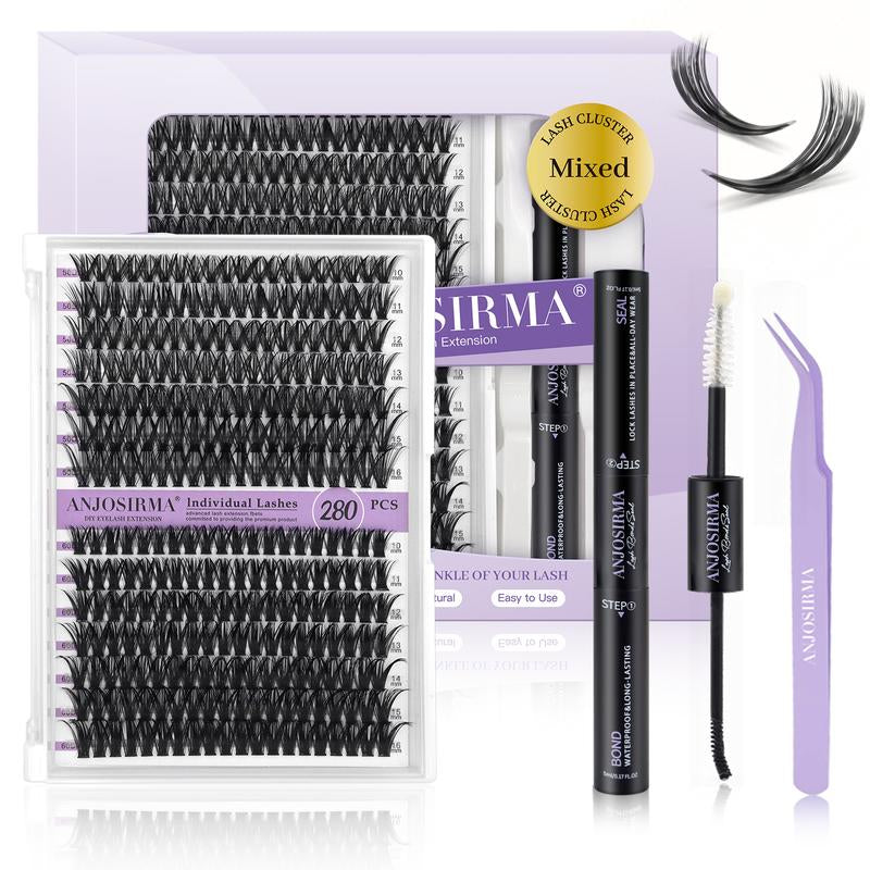 Lash Extension Kit DIY 280Pcs Lash Clusters Eyelash Extension Kit, 9-16Mm 30D 40D Individual Lashes Kit with Lash Bond and Seal, Lash Tweezers